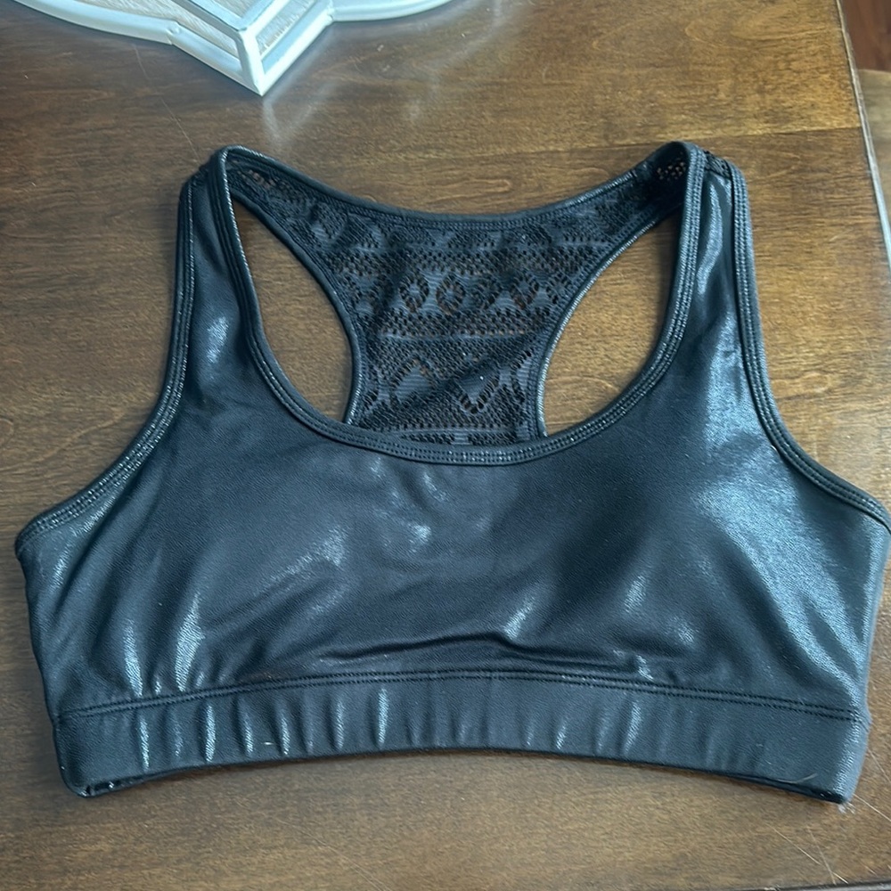 Zyia Metallic Black Bomber Bra - Medium Support